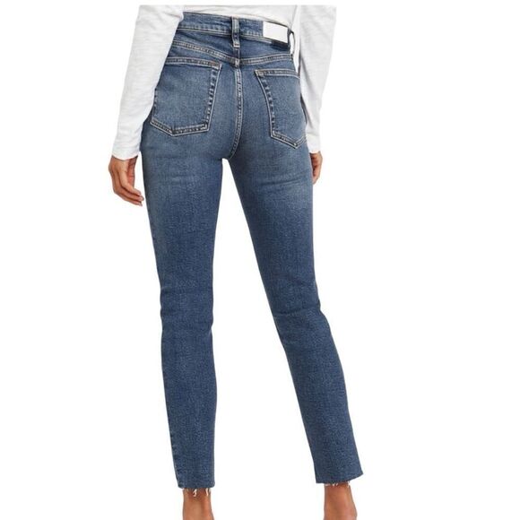 Re/Done Hi-Rise Ankle Crop Jeans in Dusty Destroy Size 28 - Picture 4 of 11